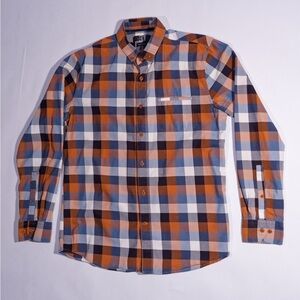 Simons Casual Plaid Shirt - Blue, Orange, White